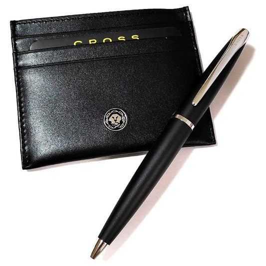 Cross ATX Series black twist ballpoint pen with card case and gift box Japan import