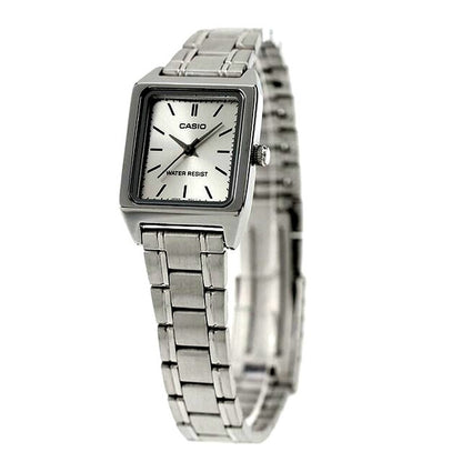 Casio Standard Digital Watch for Women LTP-V007D-7EDF with silver dial and stainless steel band