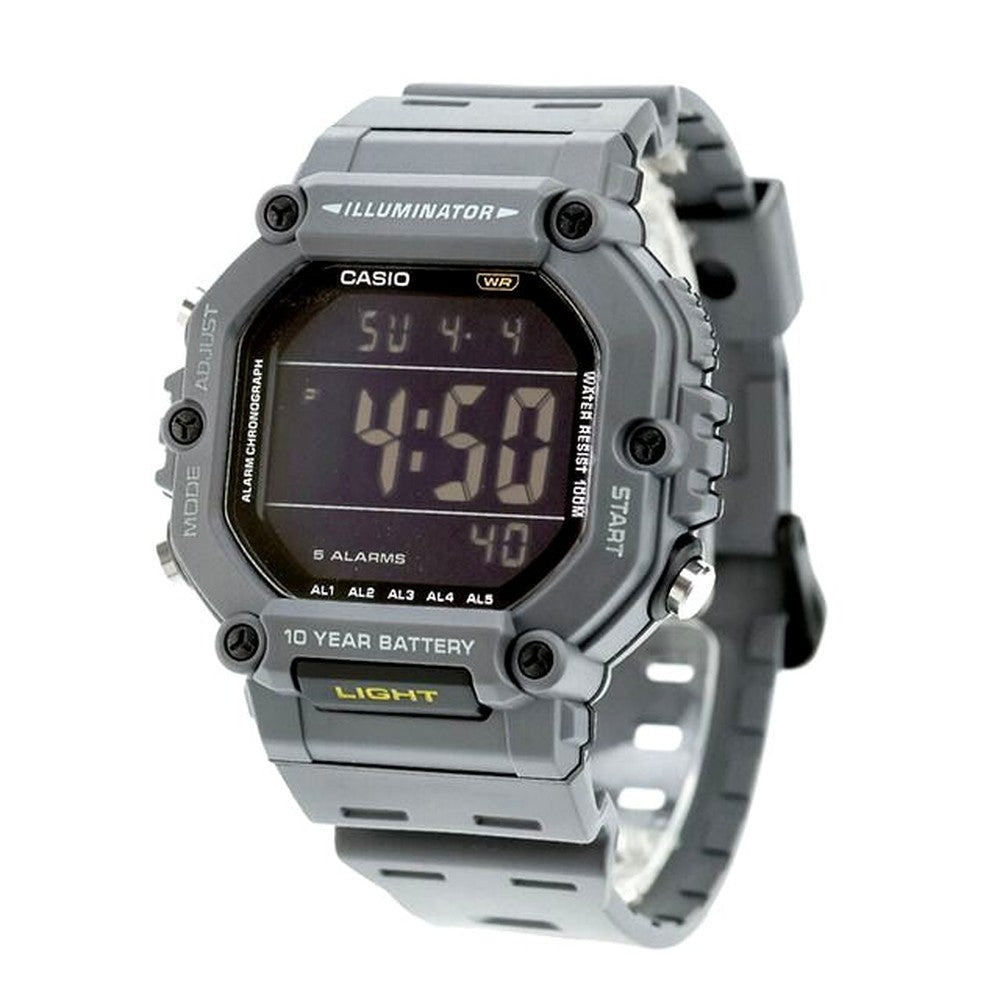Casio AE-1600H-8BVDF men’s digital watch with black dial and gray resin strap