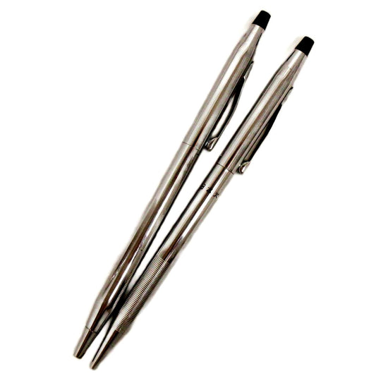 Cross 2-piece set of silver twist ballpoint pens model GY99, each 13.5 cm long, metal finish