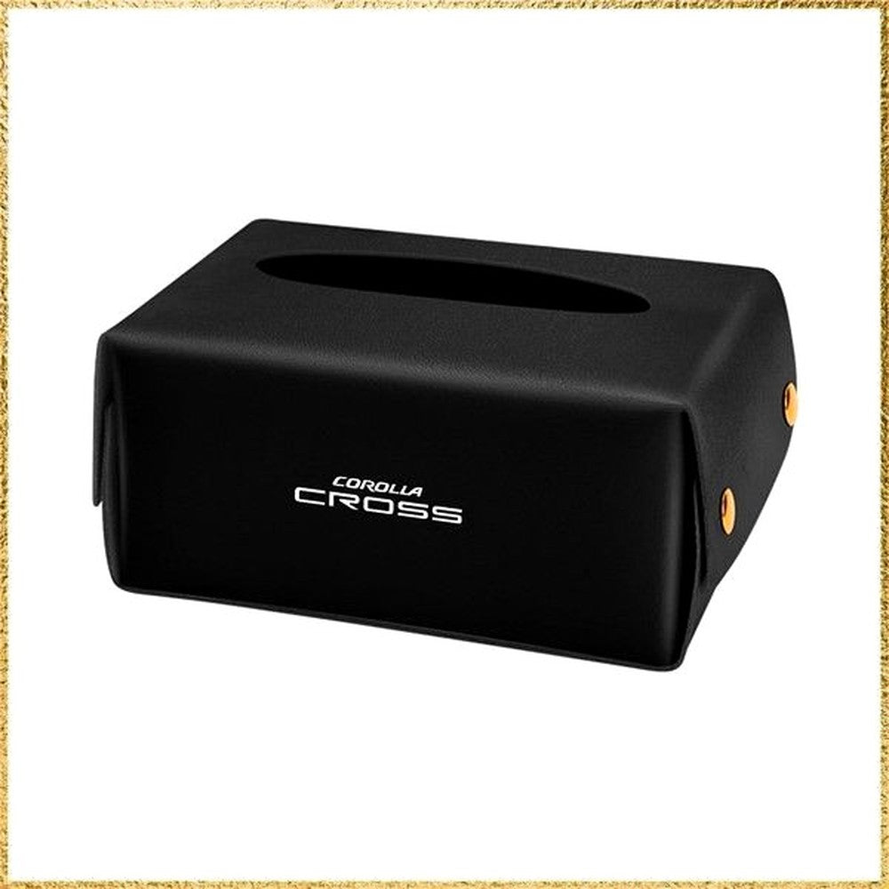 Black PU leather car tissue case holder mounted inside Toyota Corolla Cross