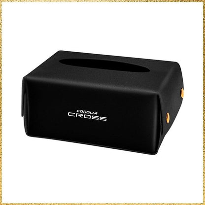 Black PU leather car tissue case holder mounted inside Toyota Corolla Cross