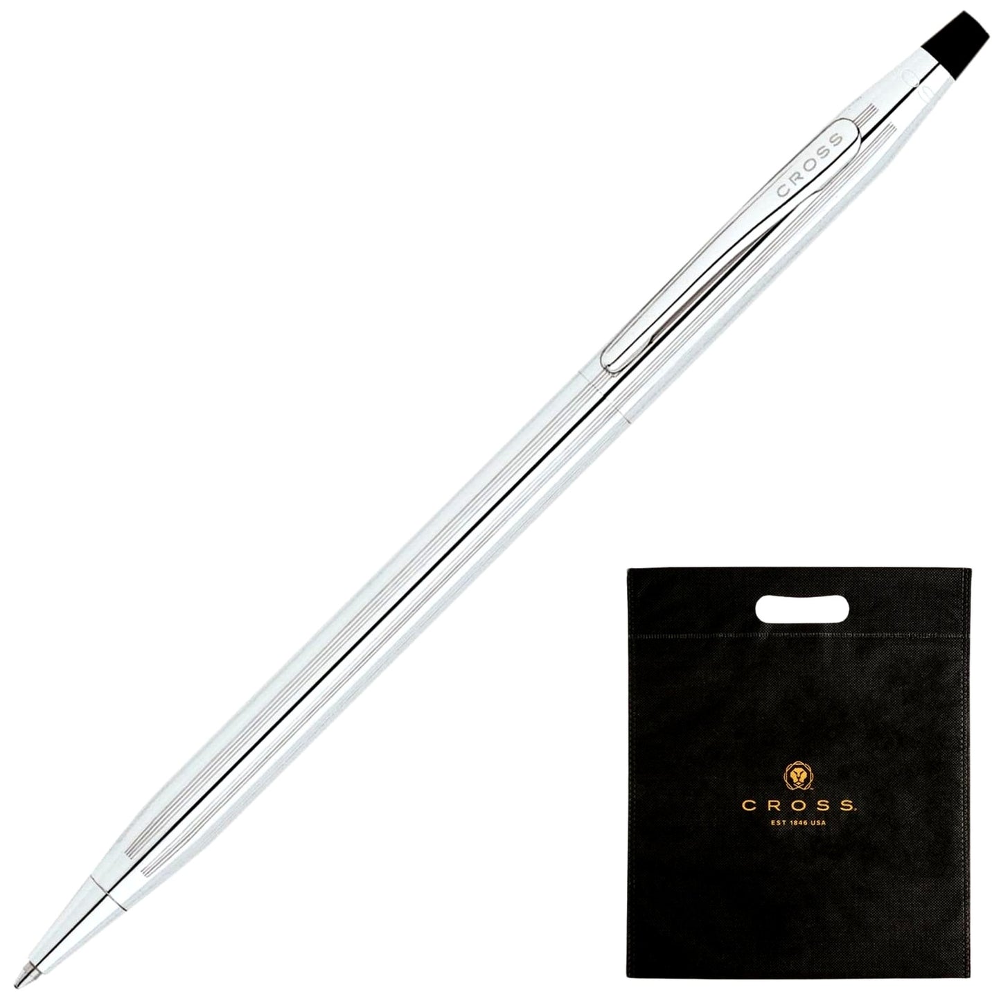 Cross Classic Century Chrome Premium Gift Box with Gift Shoppers High-End Oil-Based Ballpoint Pen Medium Point Gift for Fathers Da