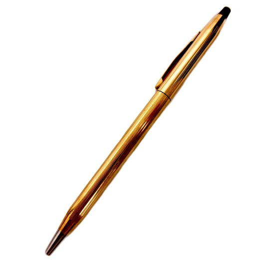 Used Cross Gold Twist-Style Ballpoint Pen model GY99 with case, 13.5 cm length