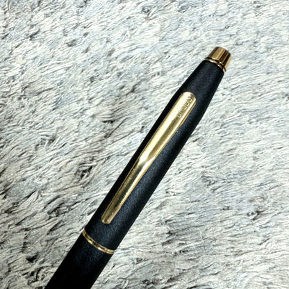 Cross XF fountain pen in matte black finish with gold clip, Japanese import