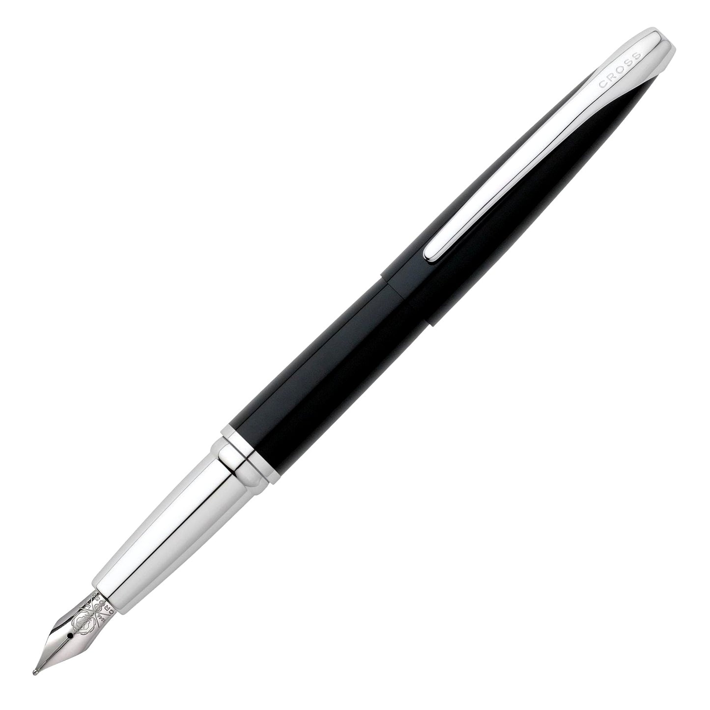 Cross ATX Fountain Pen model N886-3M with medium stainless steel nib and black body