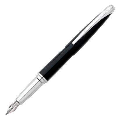 Cross ATX Fountain Pen model N886-3M with medium stainless steel nib and black body