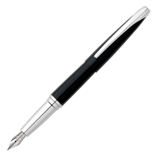 Cross ATX Fountain Pen model N886-3M with medium stainless steel nib and black body