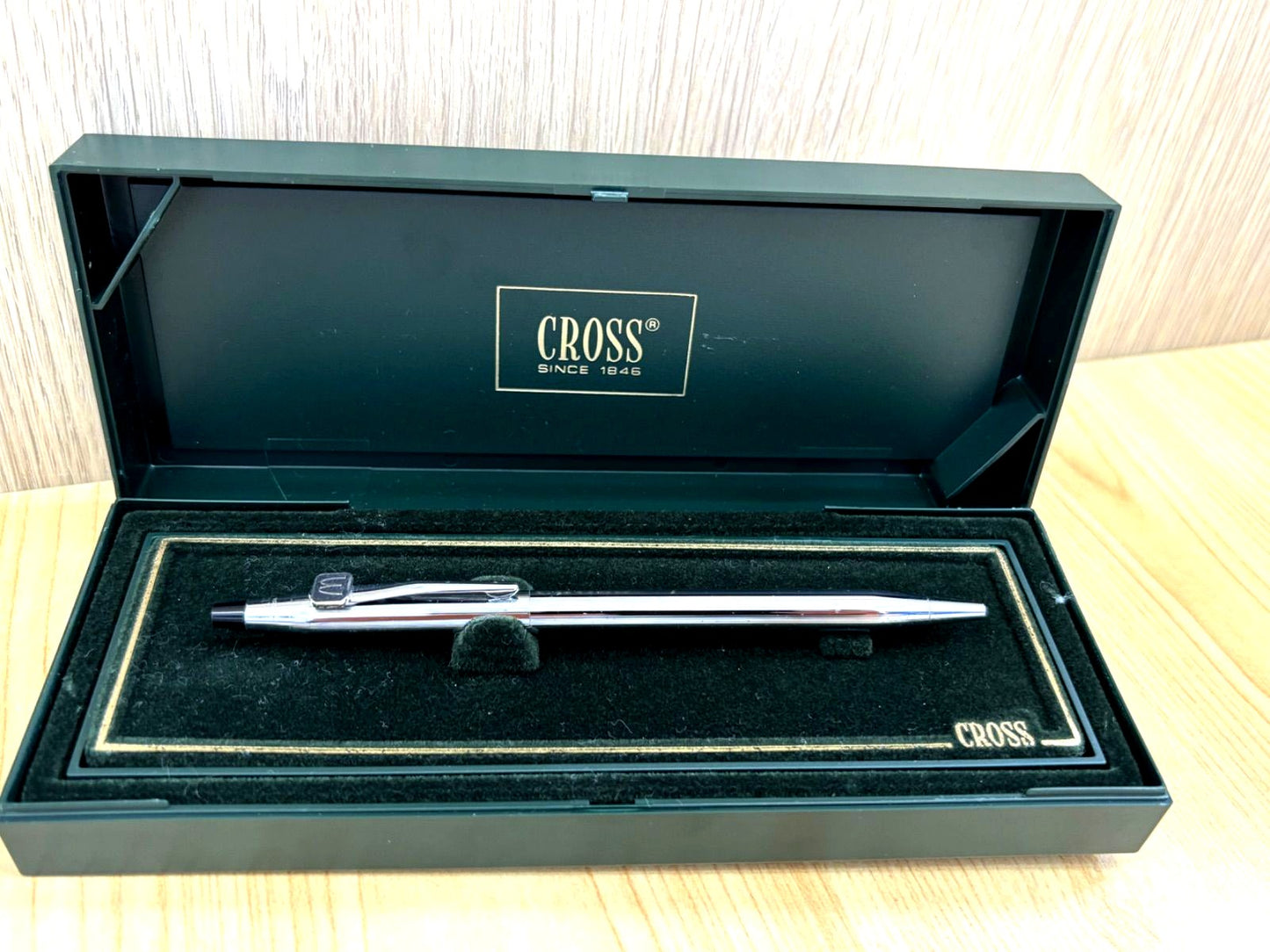Used Cross silver ballpoint pen with McDonald's logo and included case from Japan
