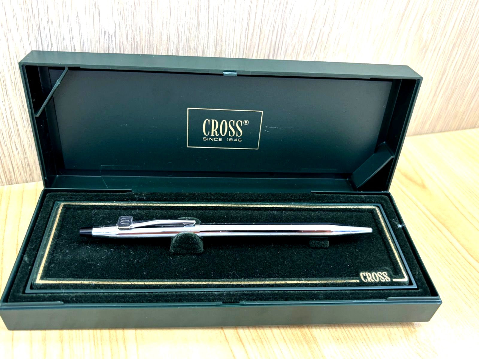 Used Cross silver ballpoint pen with McDonald's logo and included case from Japan