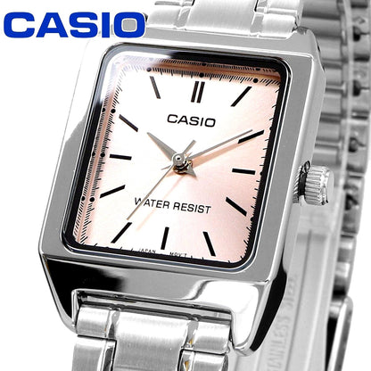 Casio Low Price Series LTP-V007D-4E watch with stainless steel strap and light pink metallic dial