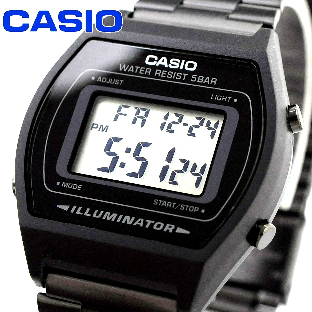 Casio B640WB-1A digital quartz watch with stainless steel bracelet and resin case Japan import