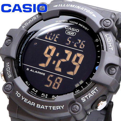 Casio AE-1500WH-8BV digital watch with resin case and strap and black LCD display