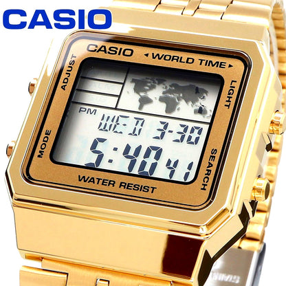 Casio A500WGA-9 digital retro watch with resin case and stainless steel band, Japan import