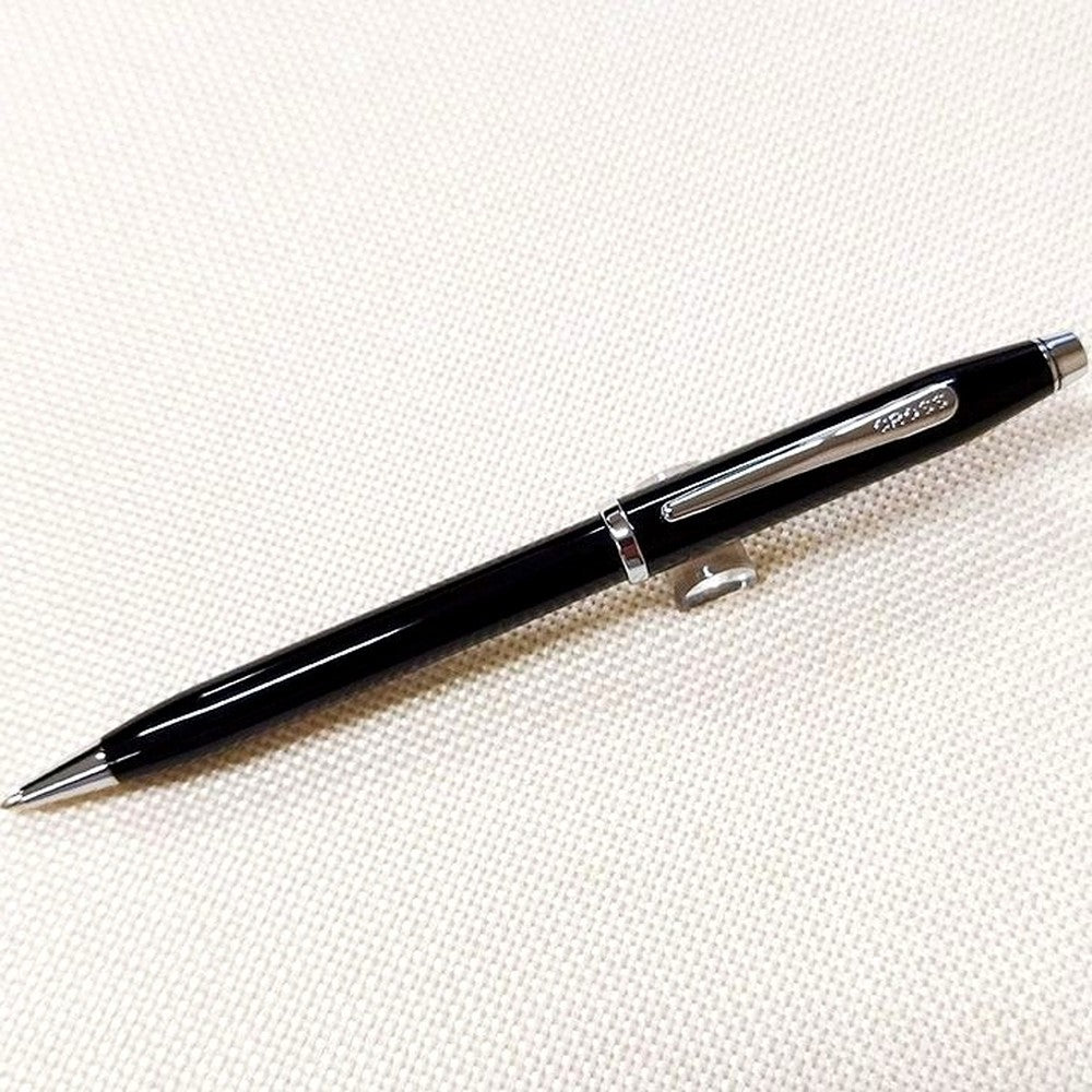 Sekizo Century Black Lacquer Polished Chrome Ballpoint Pen