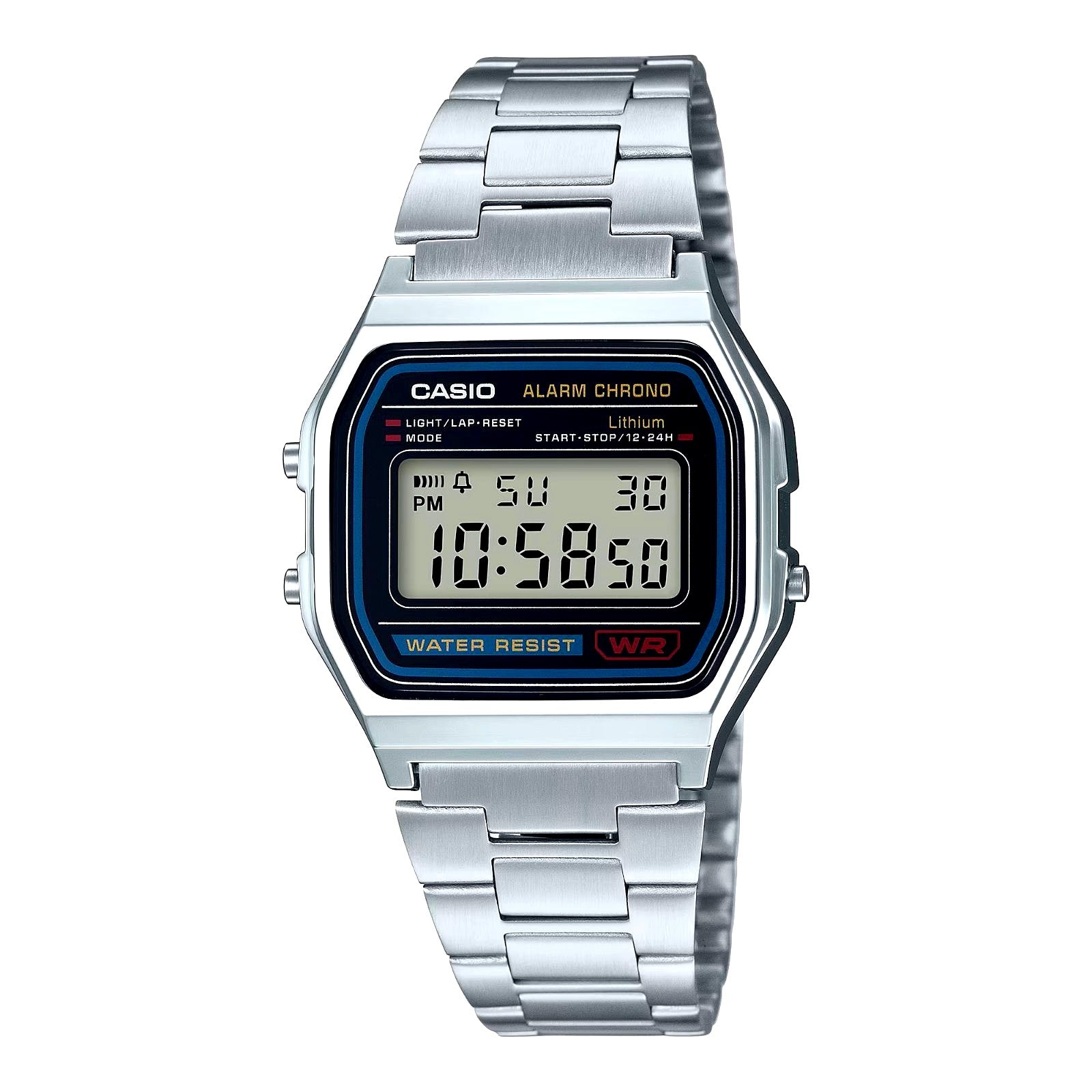 Casio Standard Digital Watch Model A158WA-1JH with stainless steel metal band and resin case
