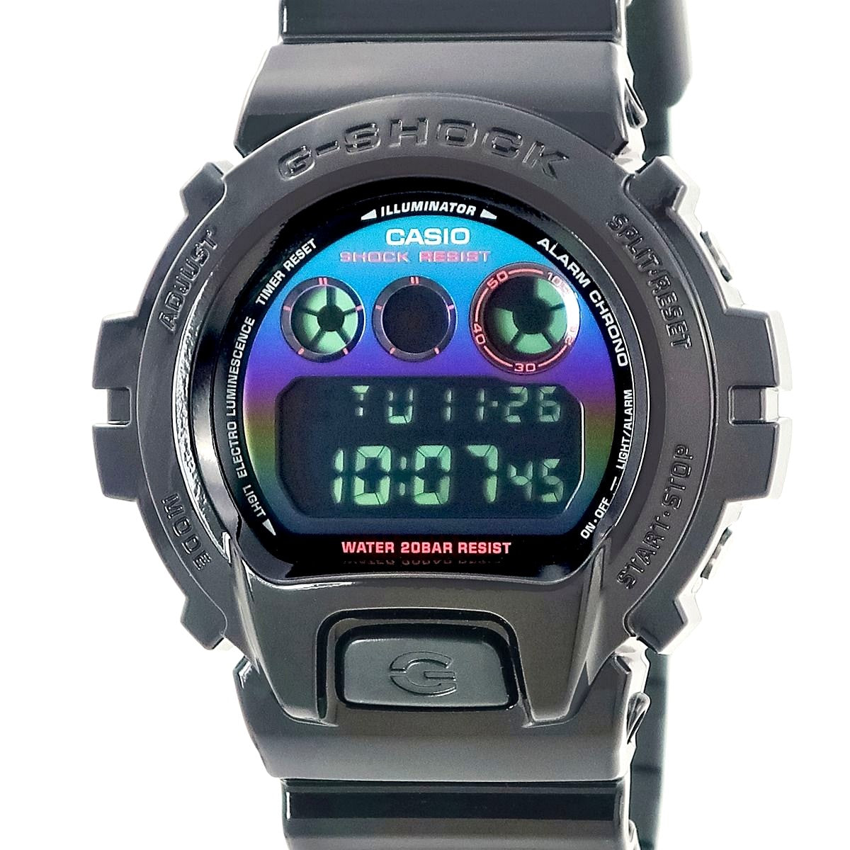 Casio G-Shock Virtual Rainbow Gamer’s RGB DW-6900RGB-1ER watch with black dial and band