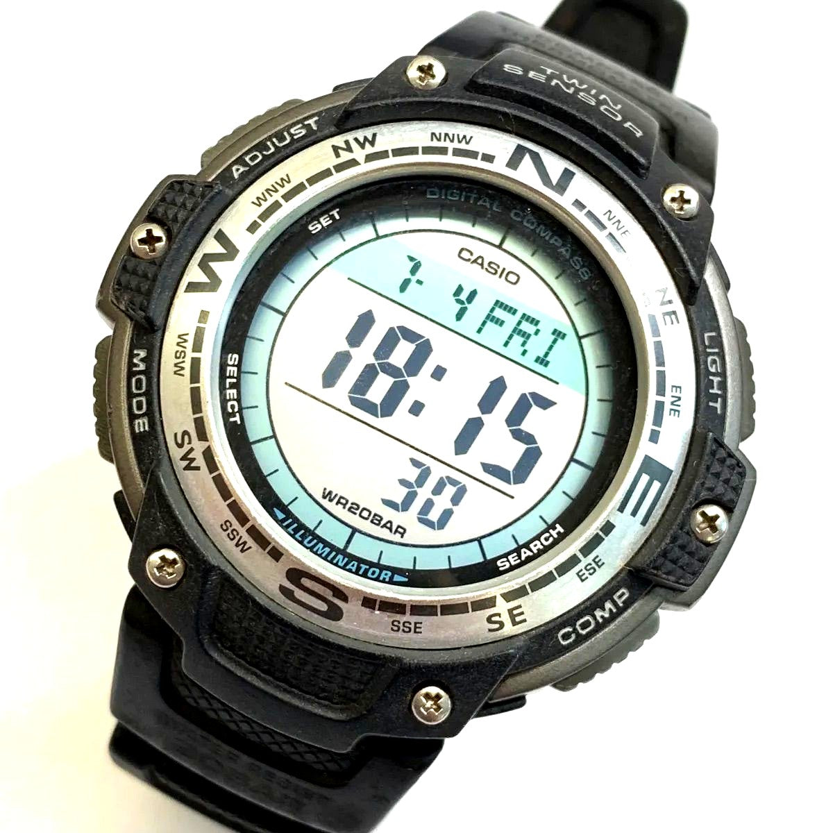 Used Casio R7-2286 SGW-100J model watch with black strap and digital display Japan import