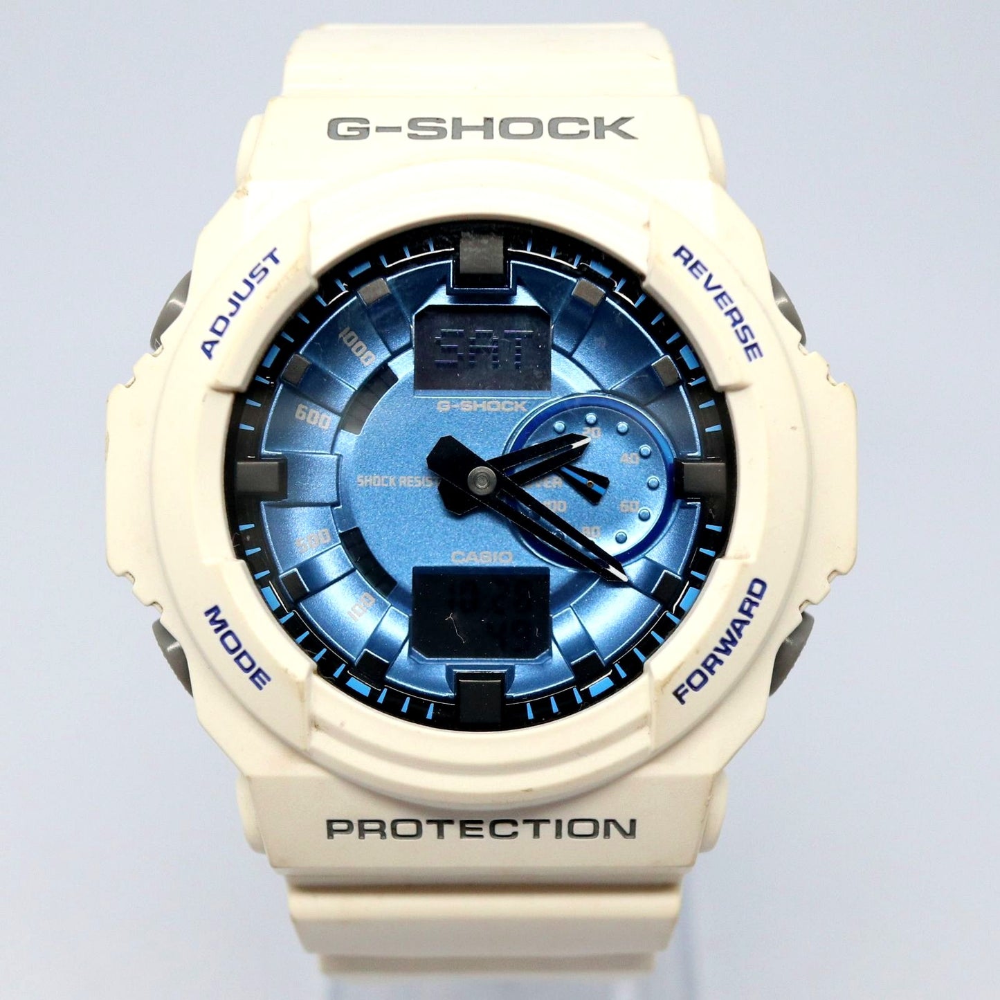 Casio G-Shock GA-150MF-7A watch with white case and metallic blue dial Japan import