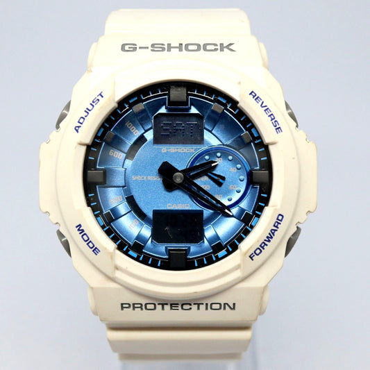 Casio G-Shock GA-150MF-7A watch with white case and metallic blue dial Japan import