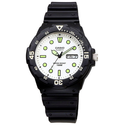 Casio MRW-200H-7EV men's digital watch with white dial and black resin band