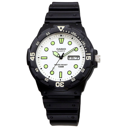 Casio MRW-200H-7EV men's digital watch with white dial and black resin band