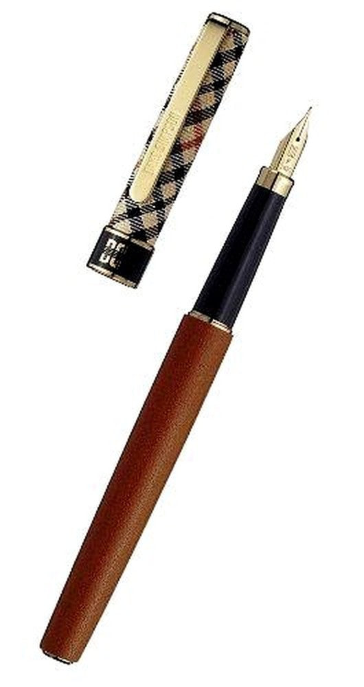 Daks House Check Cross Leather Fountain Pen Fine (F) — Japan Import