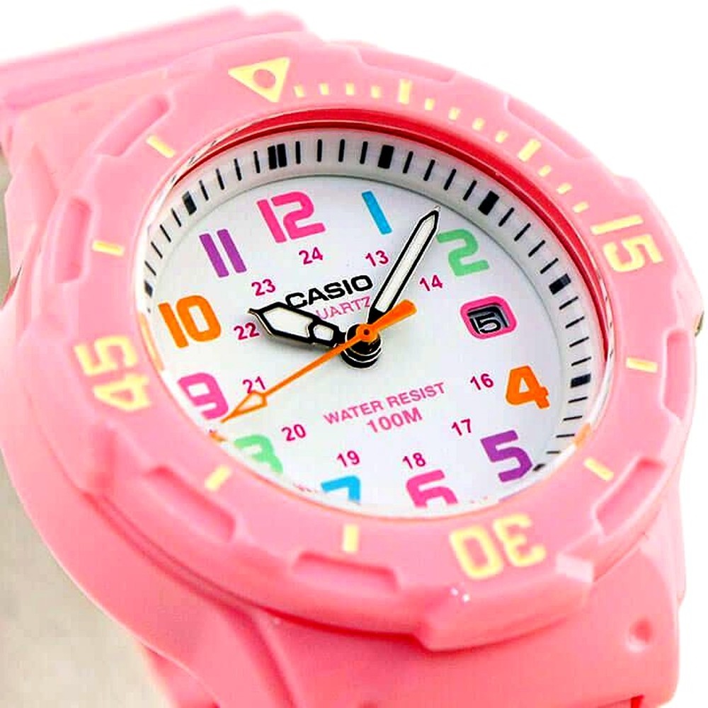 Casio LRW-200H-4B2 pink resin analog wristwatch with waterproof 10 ATM feature