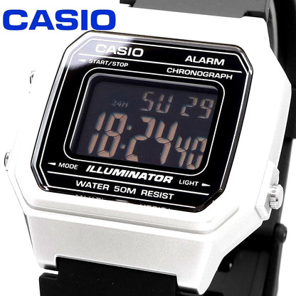 Casio Digital Watch Model W-217HM-7BV with white resin case and band, digital display