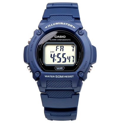 Casio W-219H-2AV digital watch with blue resin band and digital display, Japan import