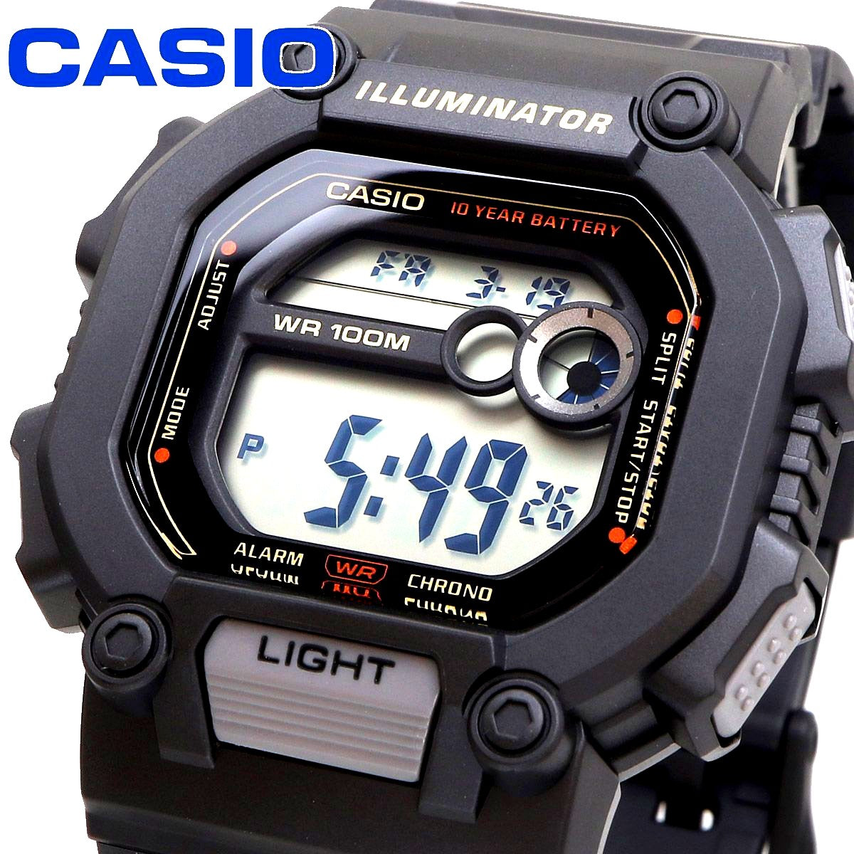 Casio W-737HX-1AV digital watch Japan import with quartz movement rectangular display black resin strap
