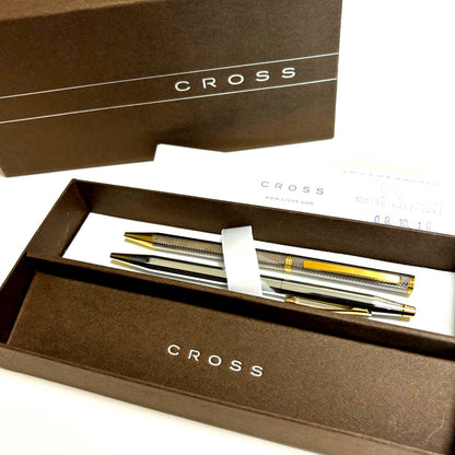 Cross Ballpoint Pen Set Silver and Gold 2 Pieces with One Inked and One Inkless Japan Import