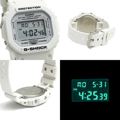 Casio G-Shock DW-5600MW-7 all white digital square unisex watch with urethane resin case