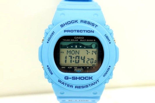 Casio G-Shock Radio Wave Solar Watch GWX-5700CS with blue logo and adjustable wrist strap