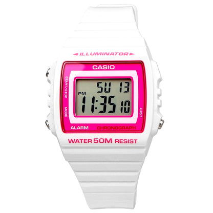 Casio W-215H-7A2V quartz watch with pink dial and white resin band Japan import