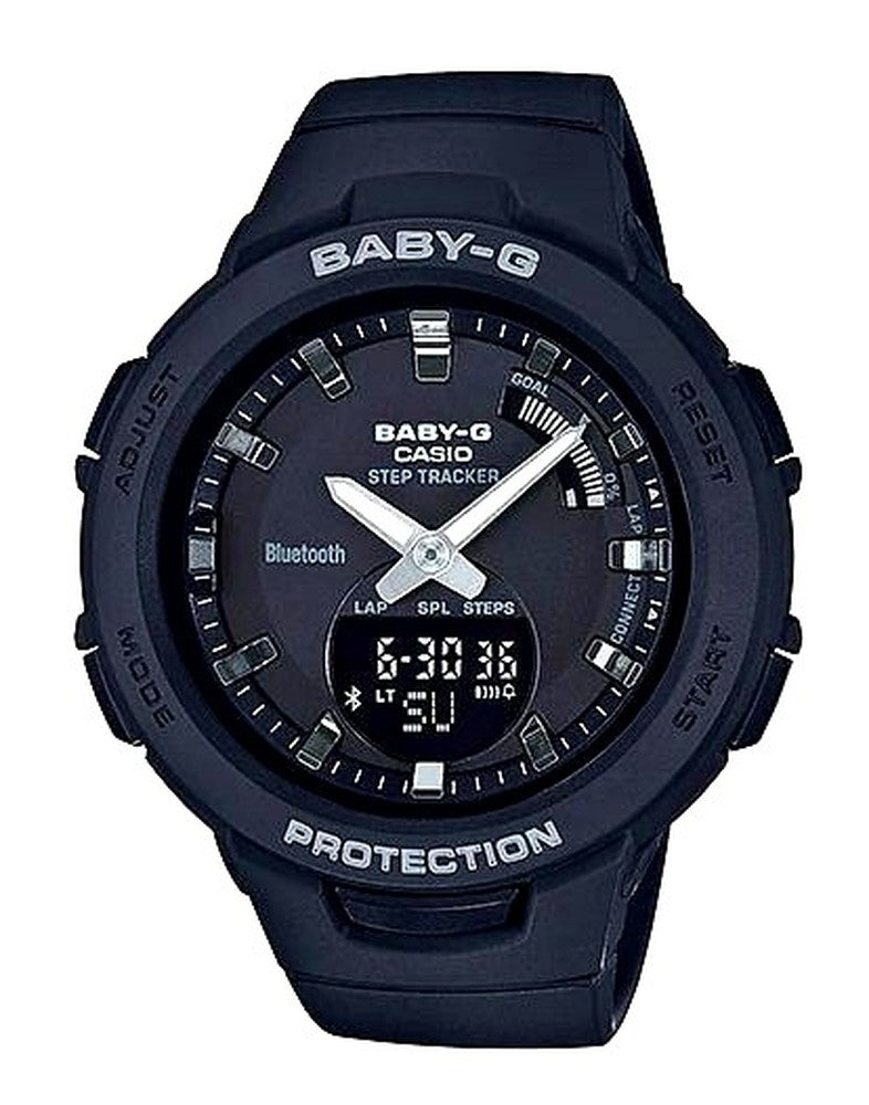 Casio Baby-G G-Squad BSA-B100-1AJF black women's watch with digital display and smartphone link features