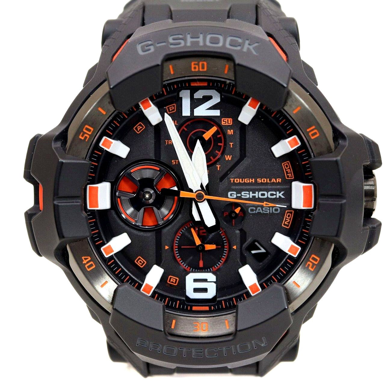 Casio G-Shock Gravitymaster GR-B300 black and orange tough solar watch with Bluetooth and 200m water resistance
