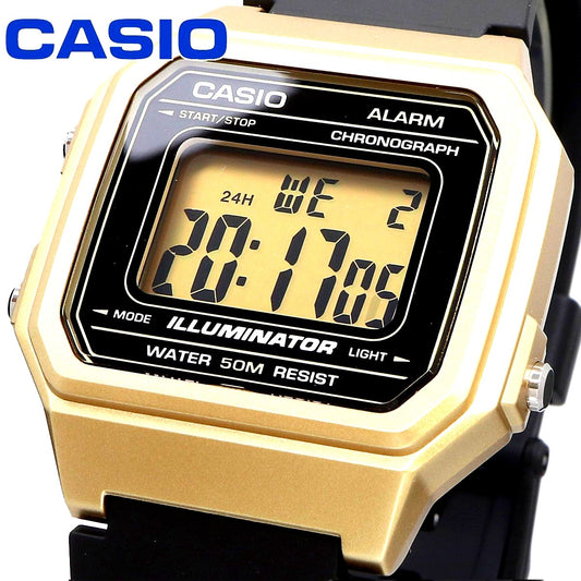 Casio W-217HM-9AV digital watch with quartz movement, yellow and black design, Japan import
