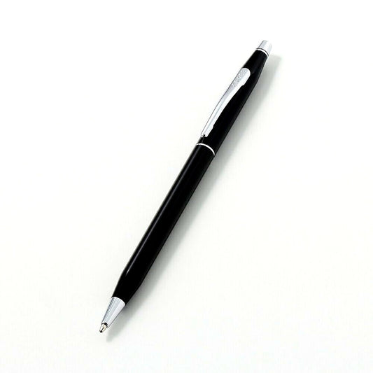 Cross Classic Century black lacquer ballpoint pen model AT0082-77 with silver details and twist mechanism