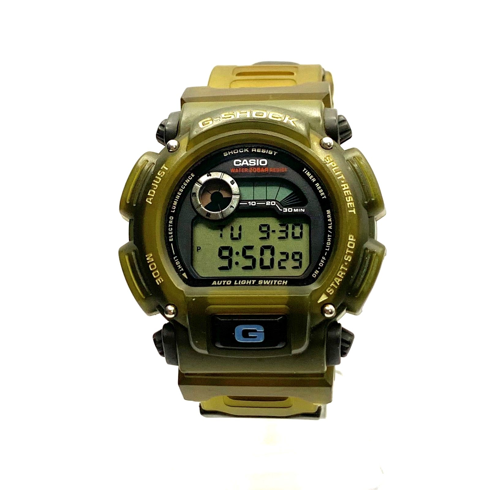 Used Casio DW-9000 watch showing main body with battery movement in working condition