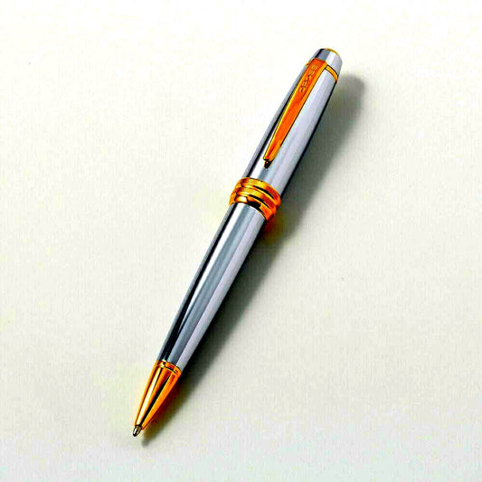 Cross Bailey Style Geometric Pen Model AT0452-6 with silver and gold two-tone finish and twist mechanism
