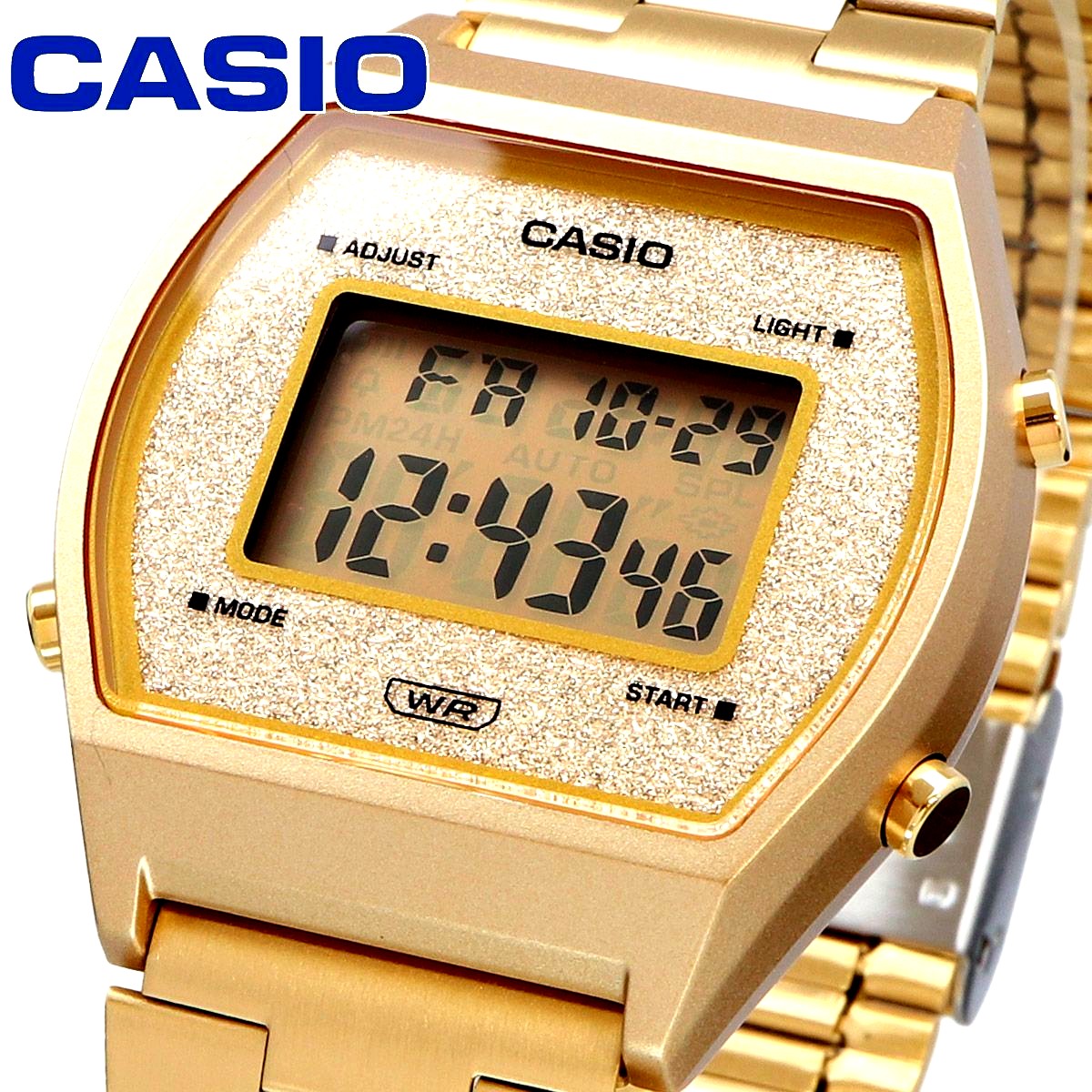 Casio B640WGG-9 digital watch with gold digital display for men and women, Japan import
