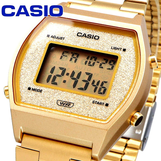 Casio B640WGG-9 digital watch with gold digital display for men and women, Japan import