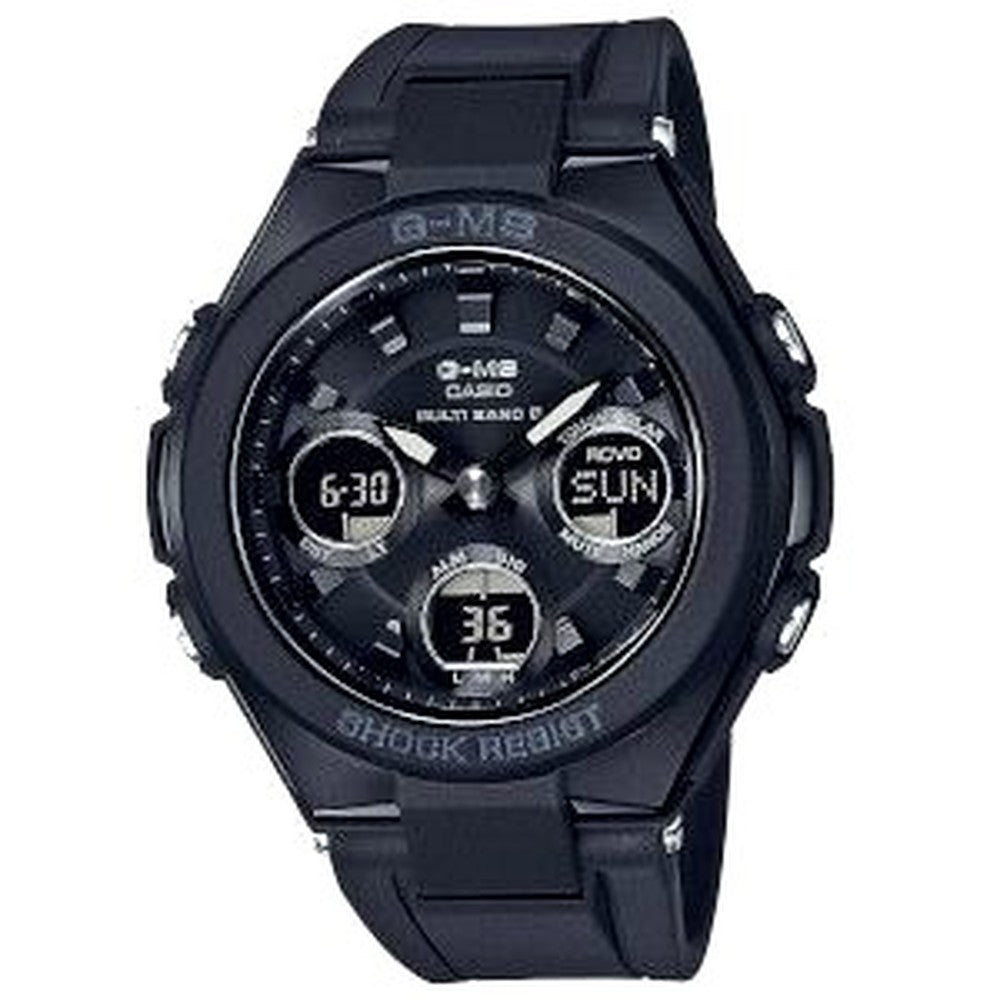 Casio Baby-G G-MS MSG-W100G-1AJF solar radio-controlled watch with black dial and stainless steel case