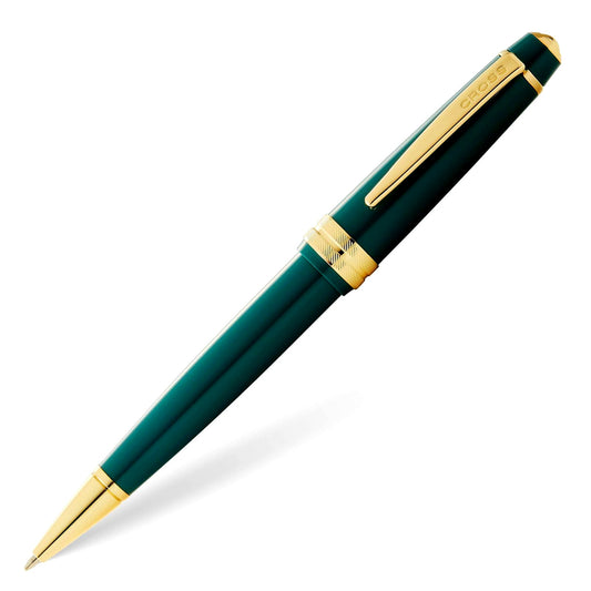 Bailey Cross Green and Gold Resin Ballpoint Pen with polished finish and gold trim, 5.28 inches long when closed