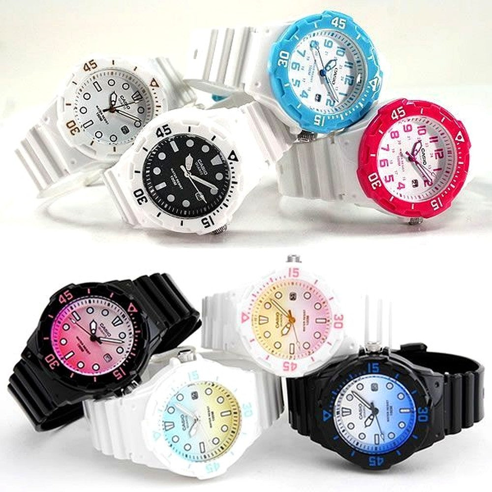 Casio LRW-200H-2B women's blue dial quartz watch with date display and rotating bezel
