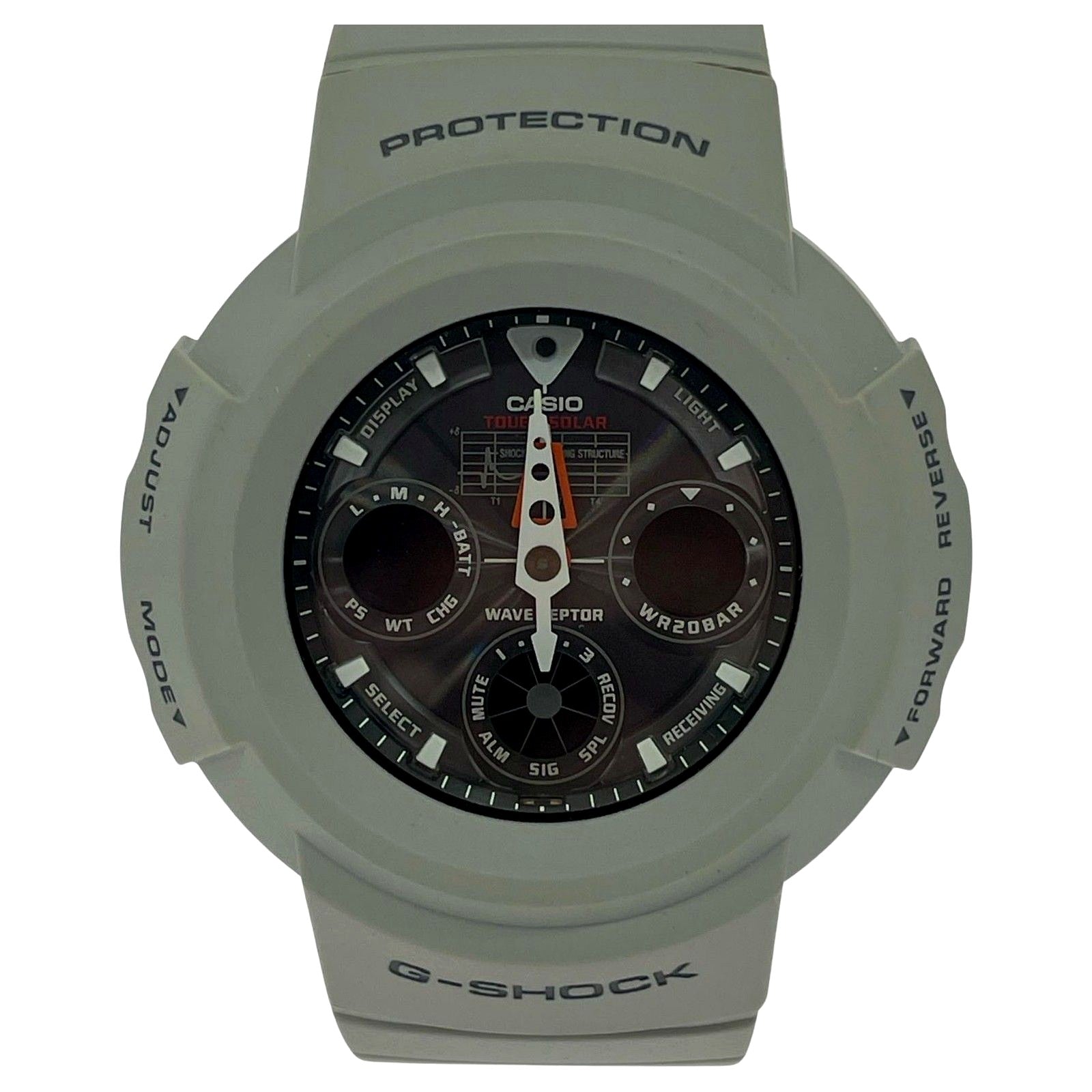 Casio G-Shock AWG-500BJ-8AJF gray quartz watch with full length strap, used condition