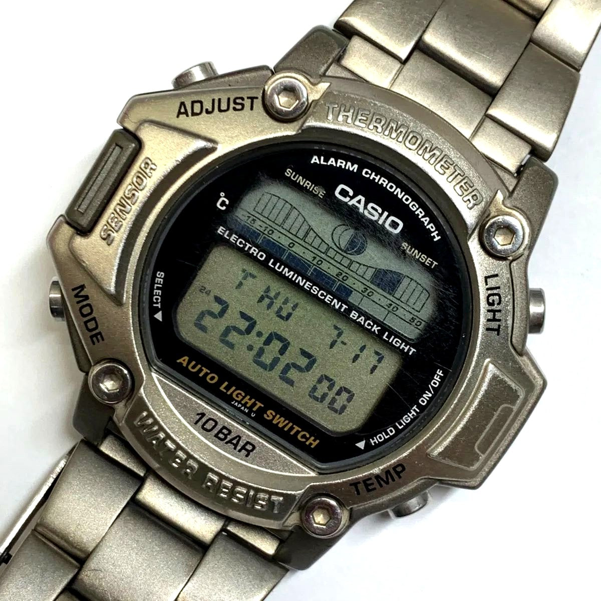Used Casio PRT-111 wristwatch with battery-powered movement showing the watch body only