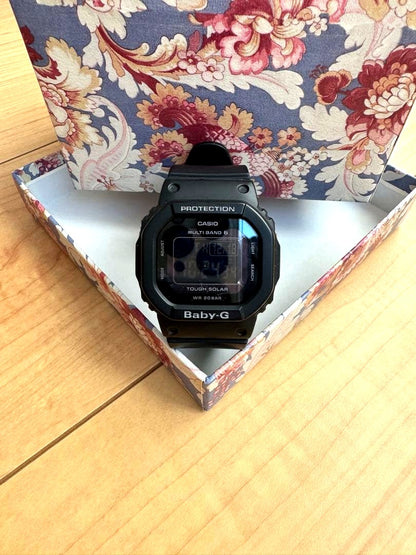 Casio Baby-G black digital watch with solar charging and shock resistance, Japan import, like new