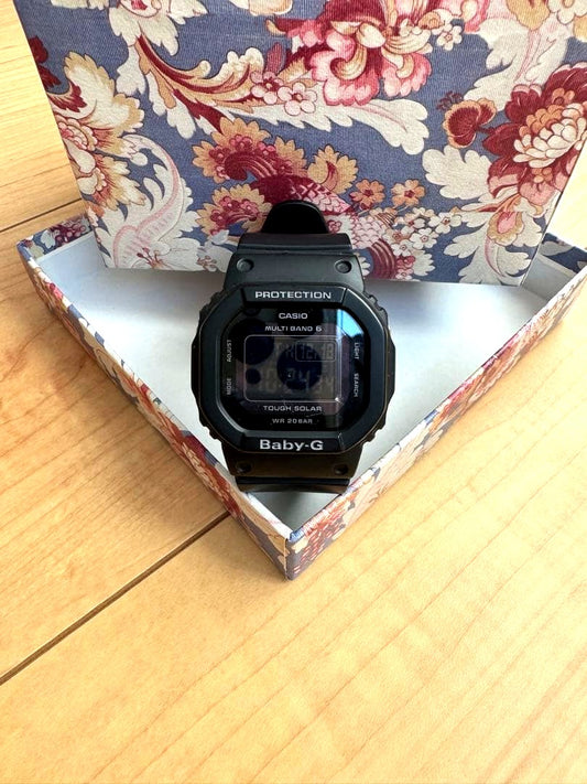 Casio Baby-G black digital watch with solar charging and shock resistance, Japan import, like new